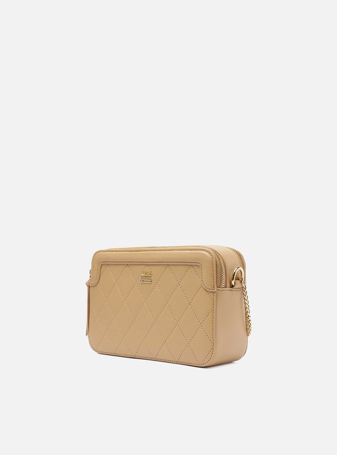 Bolsa Tiracolo Bege Média Matelassê Moldura