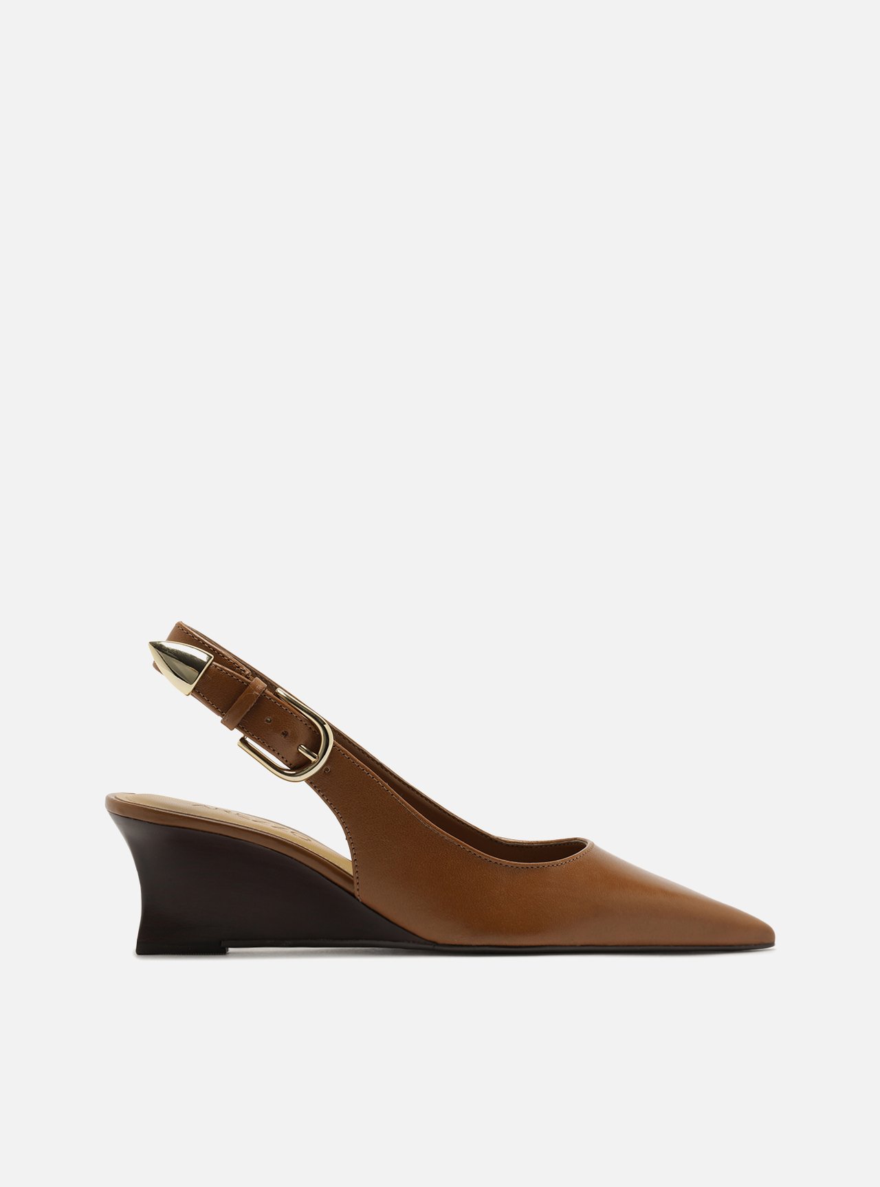 Scarpin Marrom Couro Anabela Fachete Slingback — foto 1