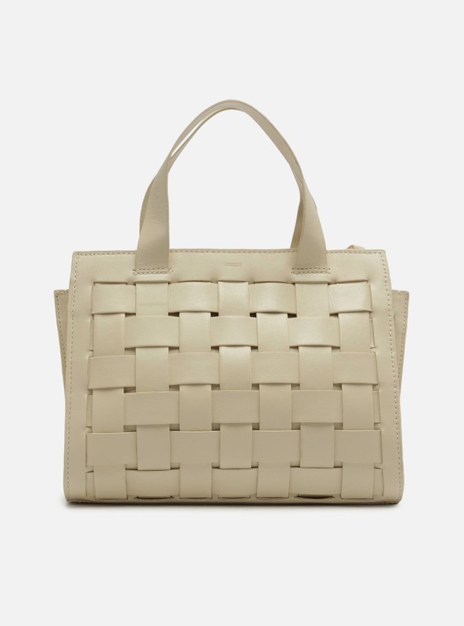 Bolsa Tote Branca Couro Grande Tressê Maxi Lenny