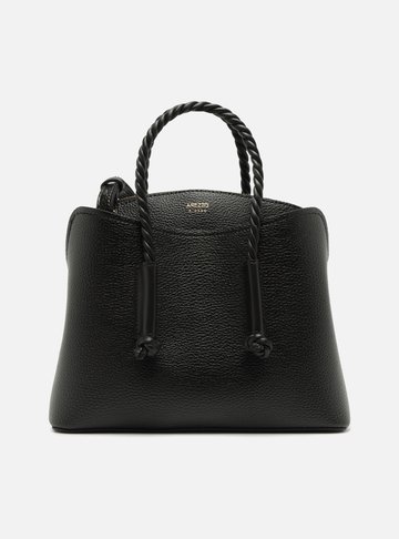 Bolsa Tote Preta Giorno Grande Alça Trançada