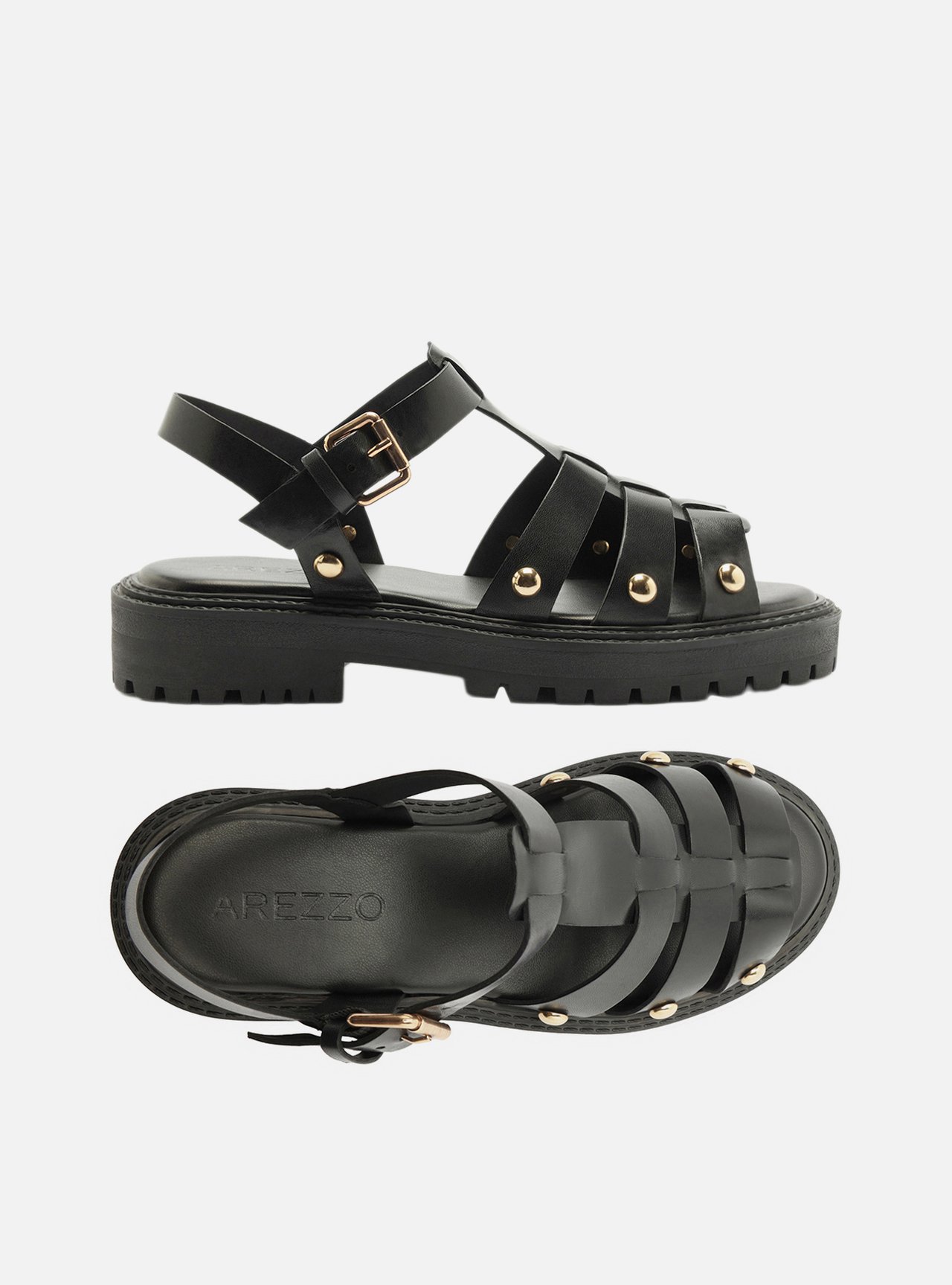 Papete Preta Couro Salto Tratorado — foto 5