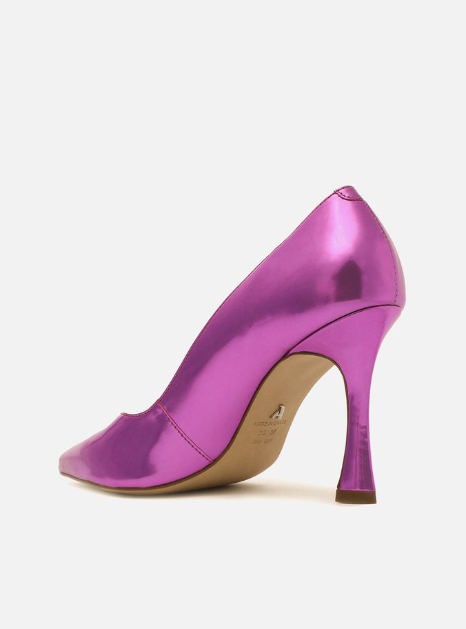Scarpin Rosa Metalizado Bico Fino Sia
