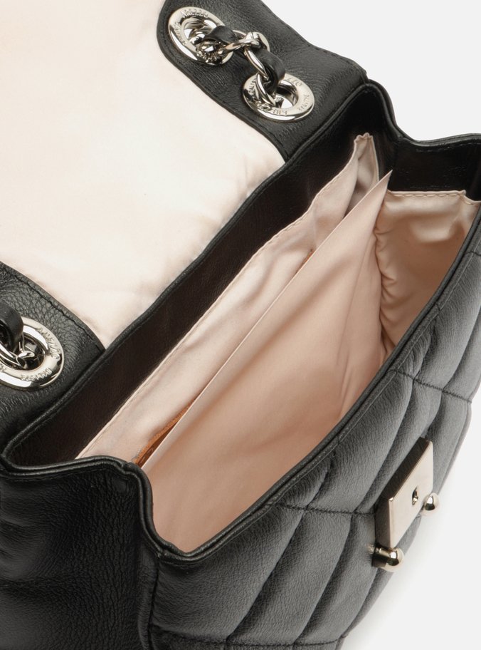 Bolsa Tiracolo Preta Couro Mizz Média Flor