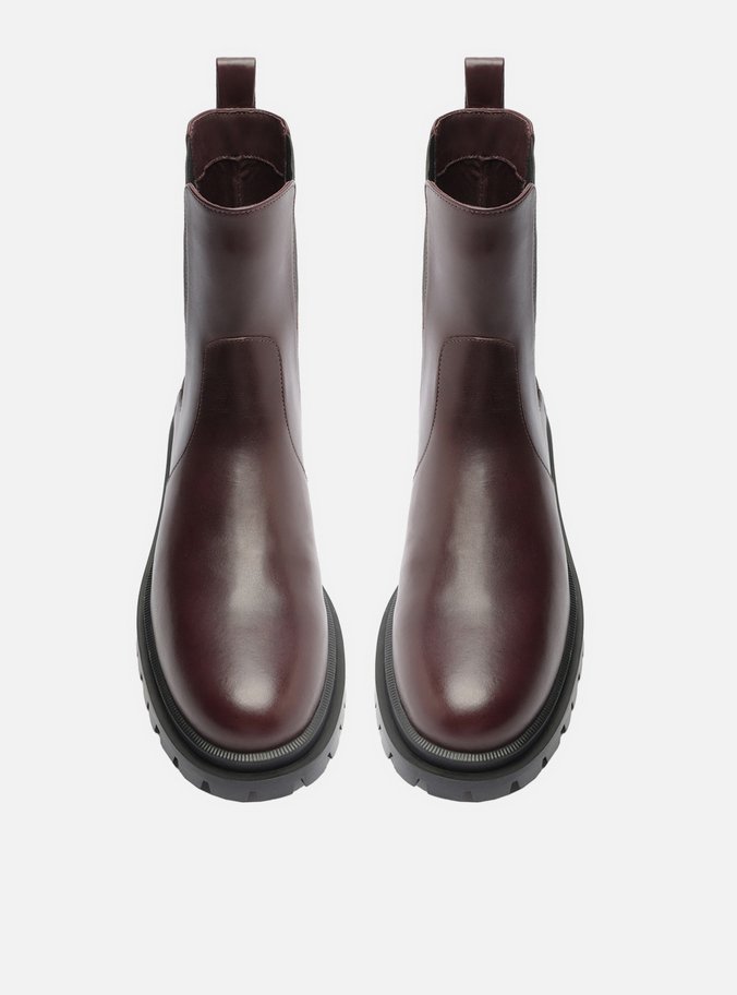 Bota Marrom Couro Cano Curto Tratorada Elástico