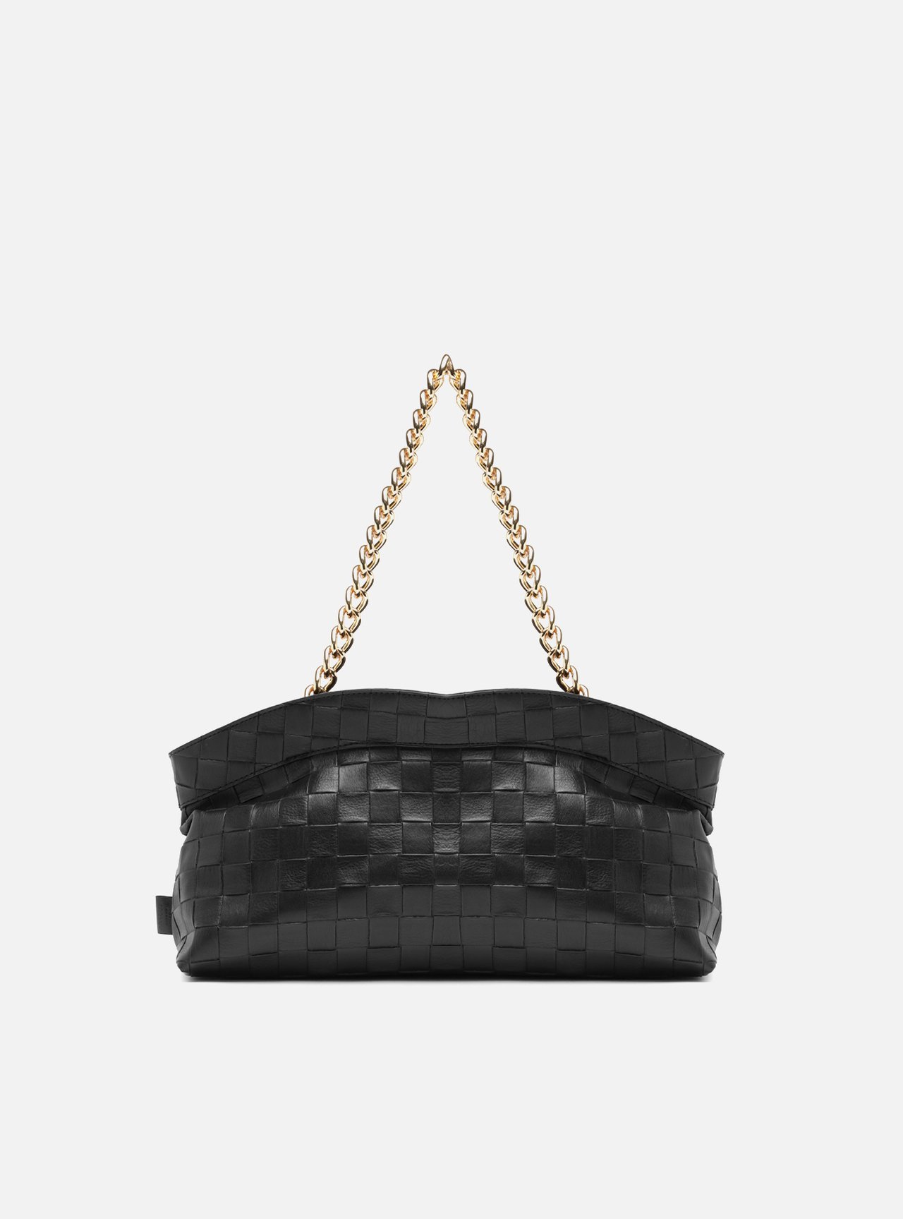 Bolsa Shoulder Preta Média Tressê Alça Corrente — foto 1