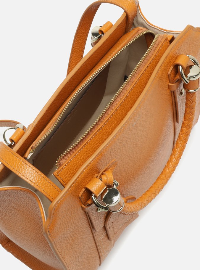 Bolsa Tote Marrom Couro Piazza Bordado Grande