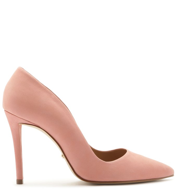 Scarpin Rosa Salto Alto Fino Nobuck