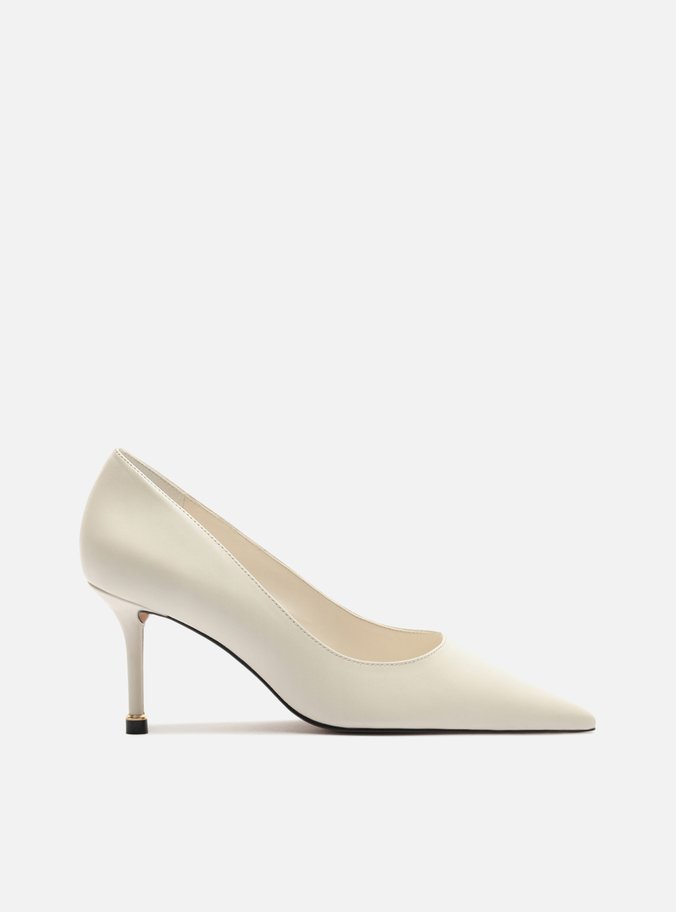 Scarpin Branco Couro Salto Fino