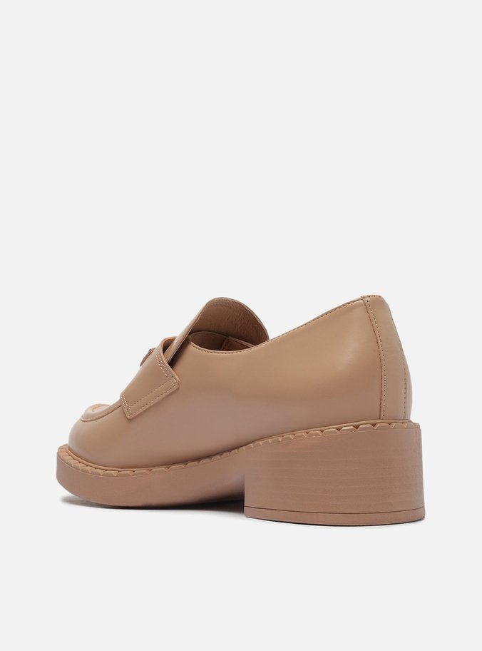 Mocassim Bege Bico Redondo Bridão Monocolor