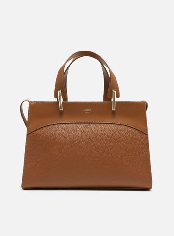 Bolsa Tote Marrom Grande Alças Metais