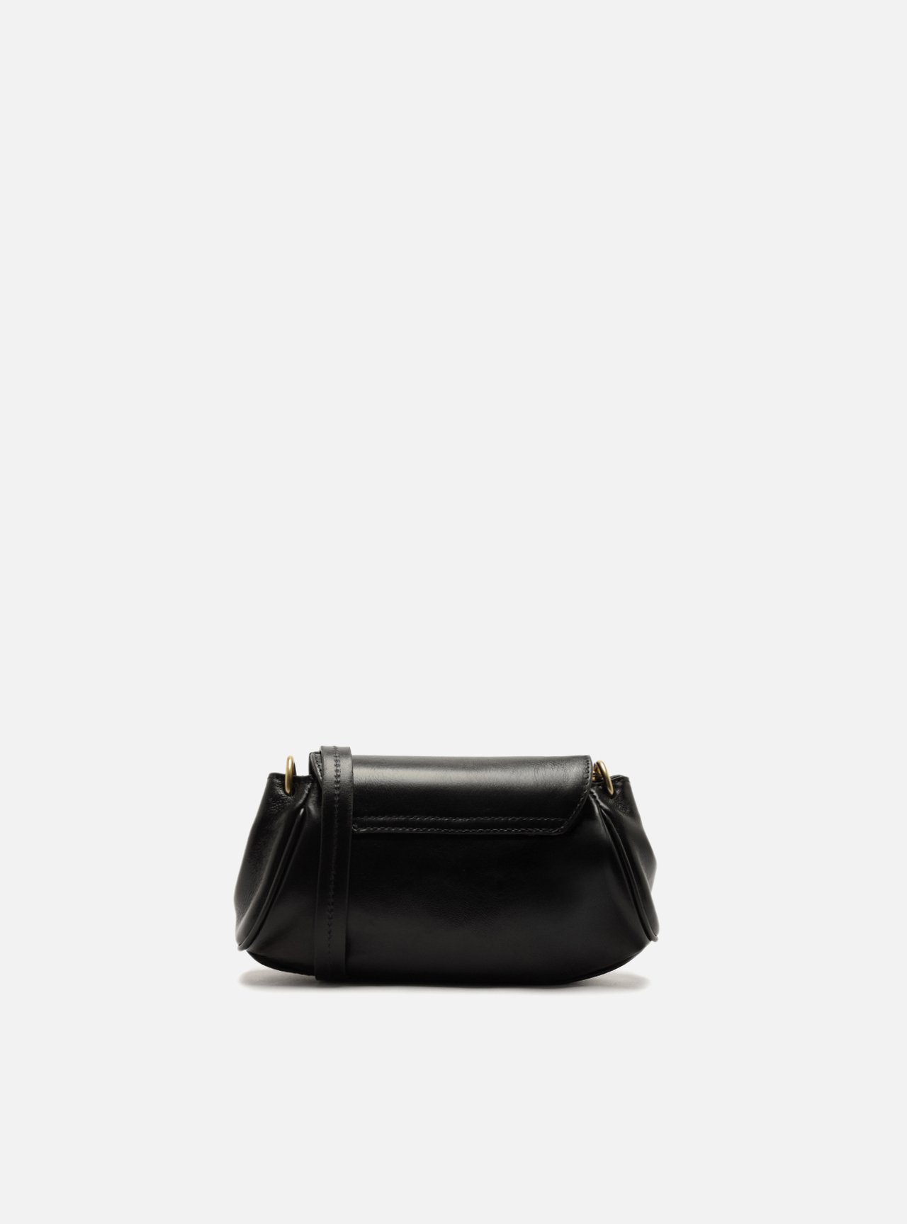 Bolsa Tiracolo Preta Couro Pequena Flap Bag — foto 3