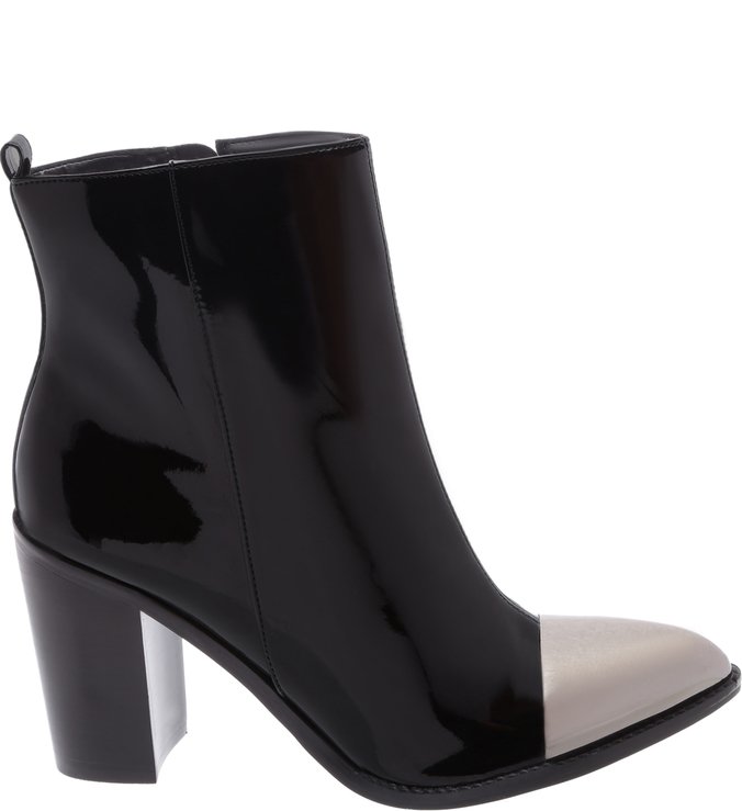 Bota Fall Verniz Preta Biqueira Old Silver