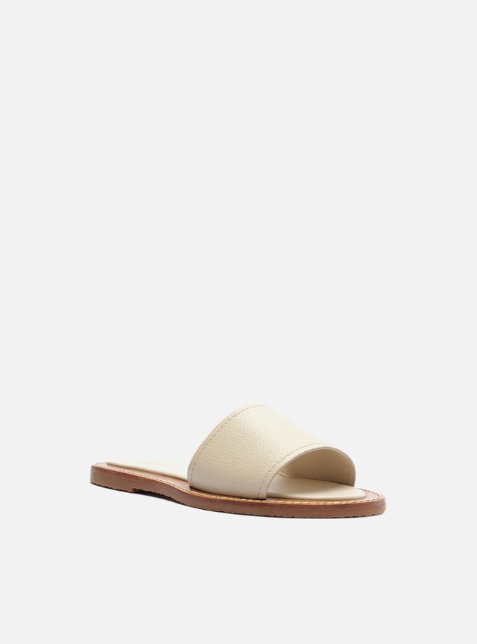 Rasteira Off-White Couro Flat Tira Única