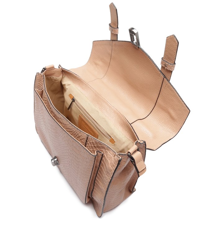 Bolsa Satchel Couro Skin Bege