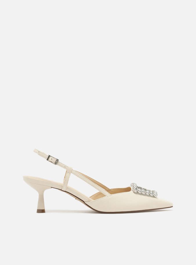Scarpin Off-White Bico Fino Slingback Emily