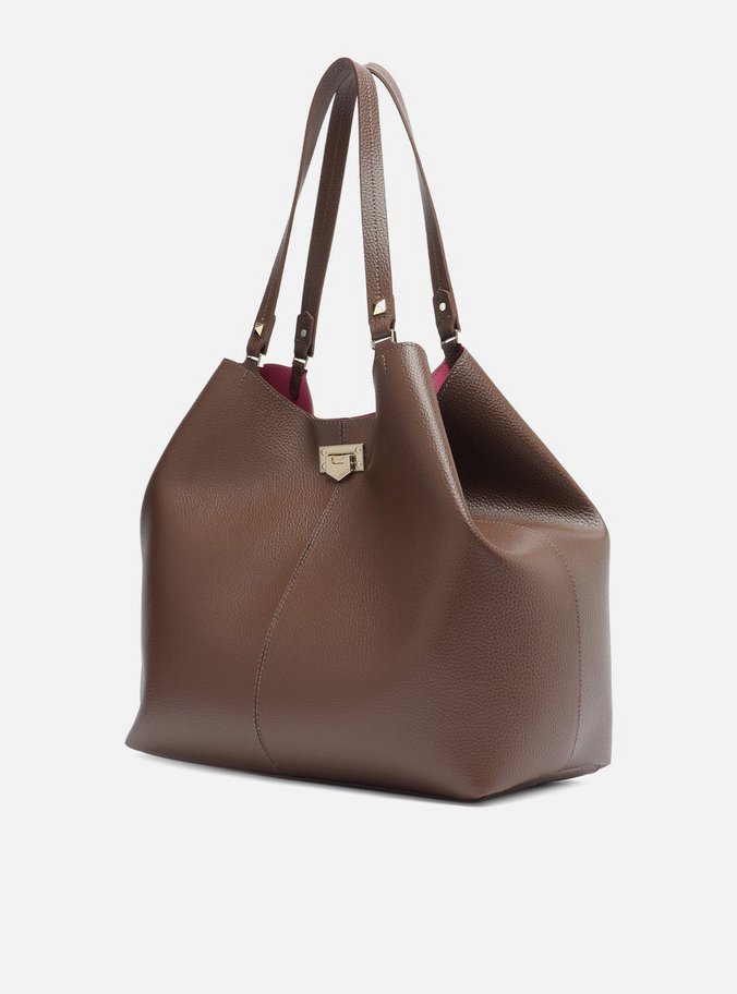 Bolsa Shopping Marrom Grande Encaixe Metal