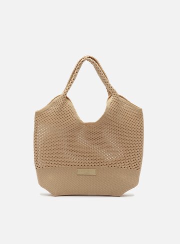 Arezzo — Bolsa Shopping Nude Knit Média Brizza