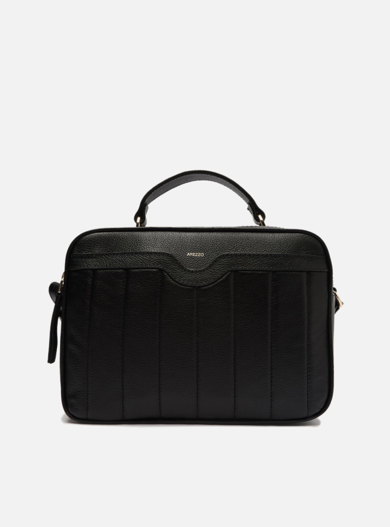 Bolsa Tiracolo Preta Couro Francine Média — foto 1