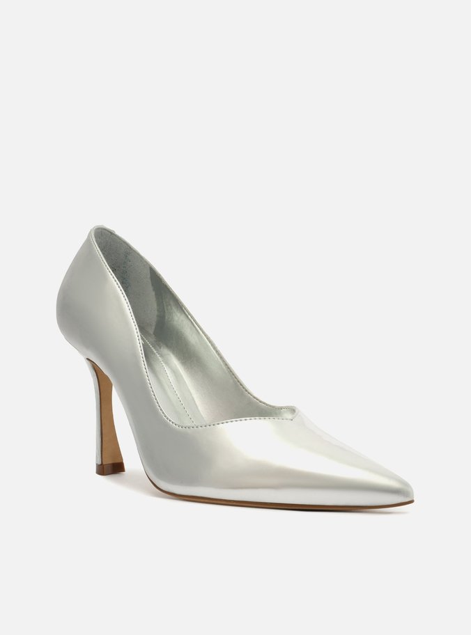 Scarpin Prata Metalizado Bico Fino Sia