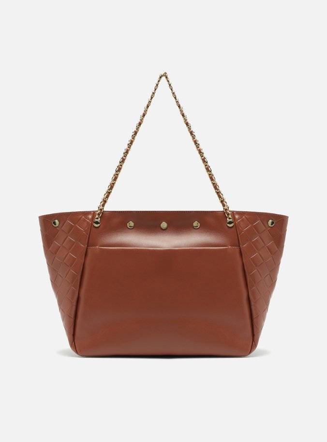 Bolsa Shopping Couro Marrom Grande