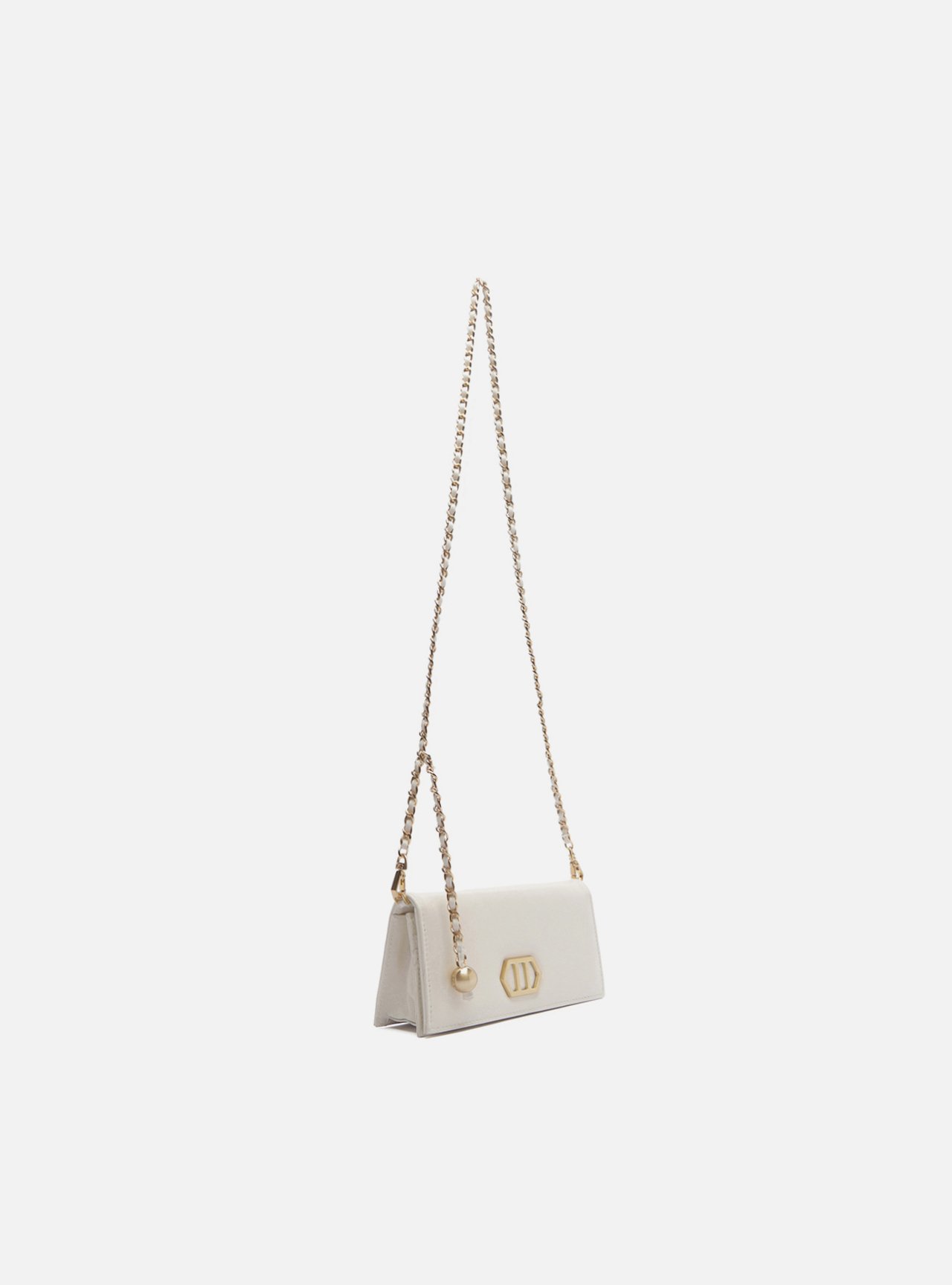Bolsa Clutch Branca Couro Pequena Corrente — foto 5