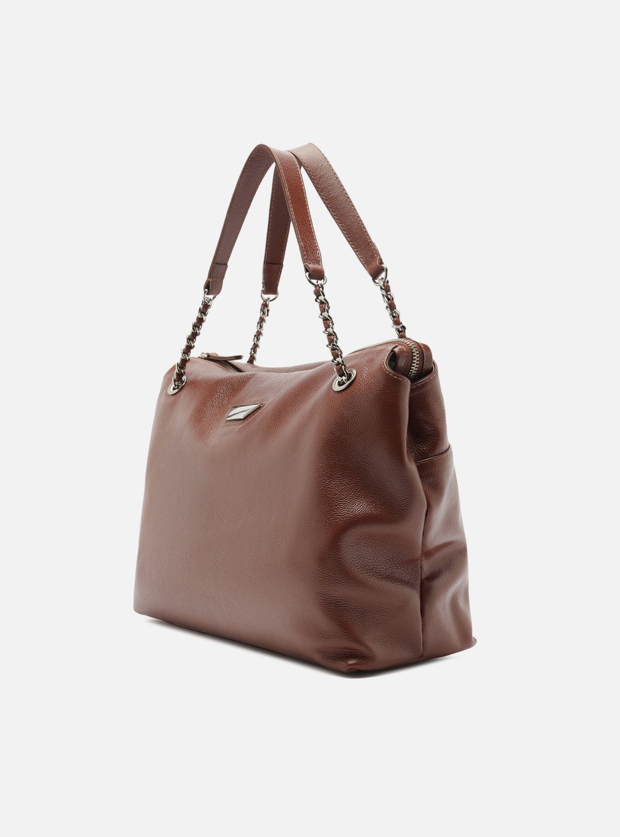 Bolsa Shopping Marrom Couro Grande Corrente — foto 2