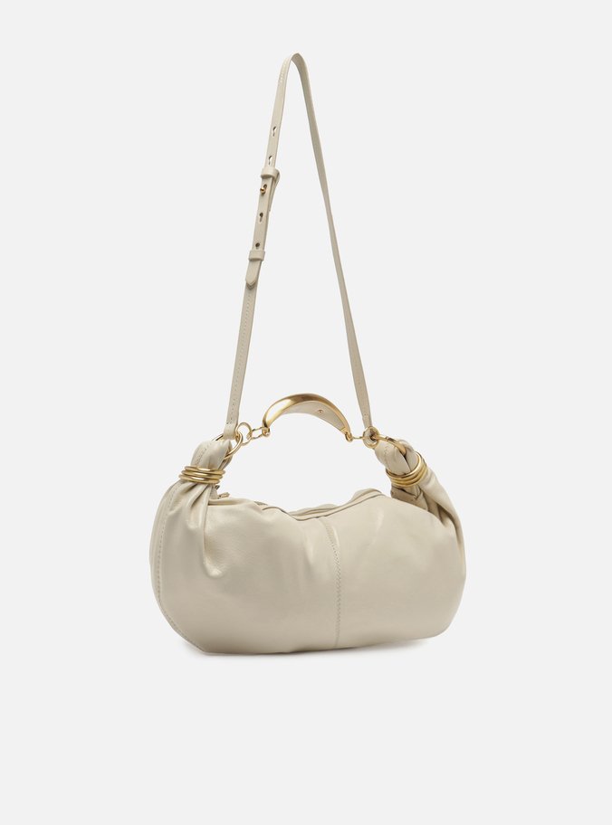 Bolsa Tiracolo Branca Couro Média Alça Argolas