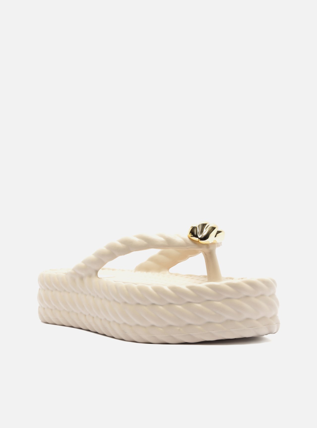 Sandália Branca Flatform Marrocos Flip Flop Metal Textura — foto 2