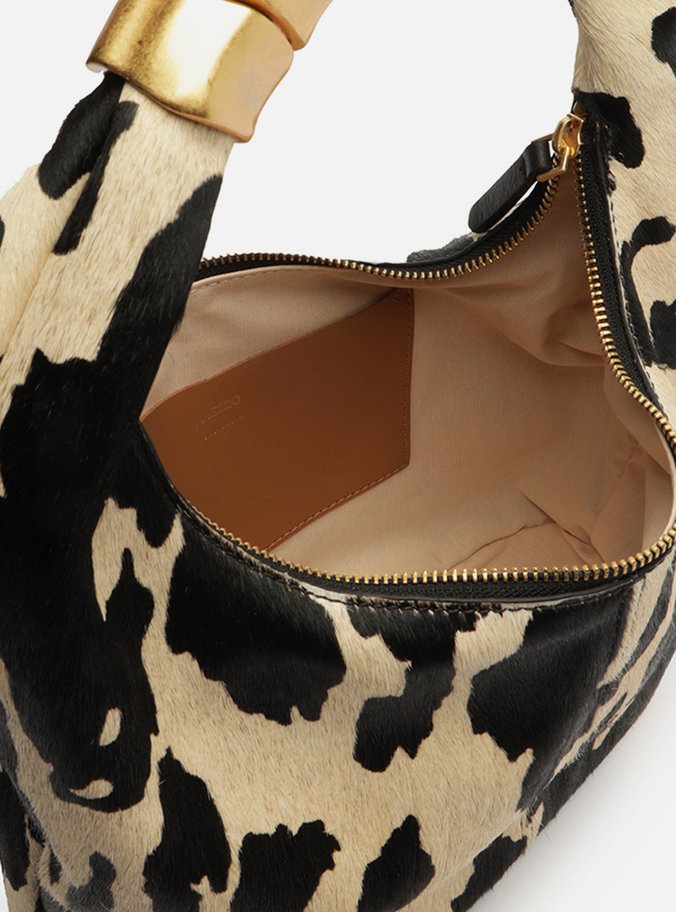 Bolsa Tiracolo Animal Print Média Alça Metais