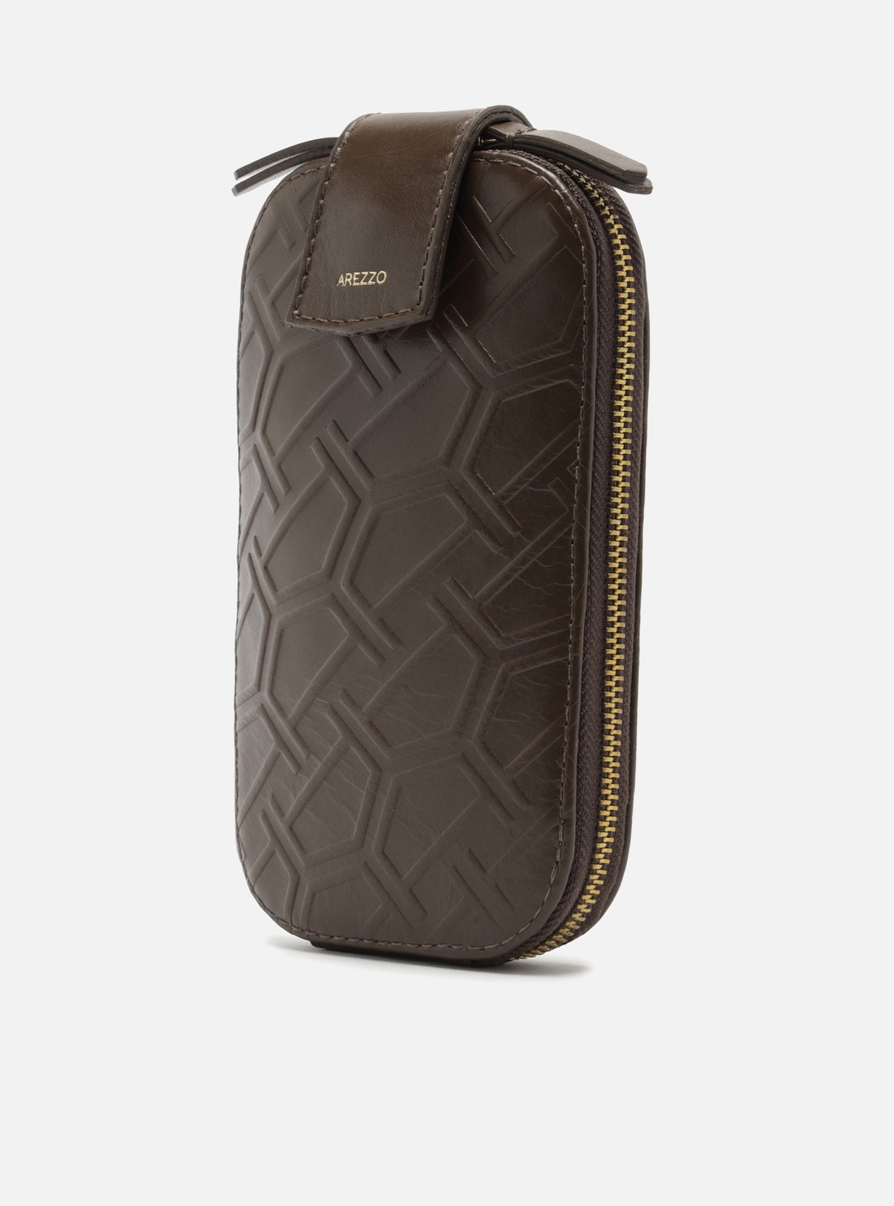 Bolsa Porta Celular Marrom Couro Pequena Corrente — foto 2