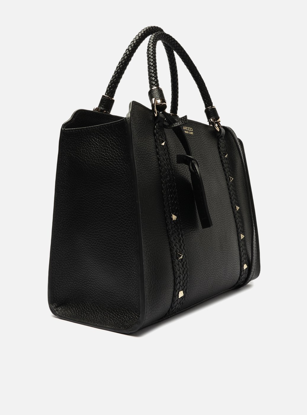 Bolsa Tote Preta Couro Piazza Spike Grande | Arezzo