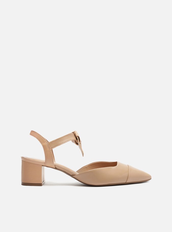 Scarpin Nude Salto Bloco Amarração