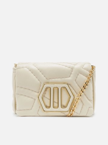 Bolsa Tiracolo Off-White Couro Pesponto Emma Pequena