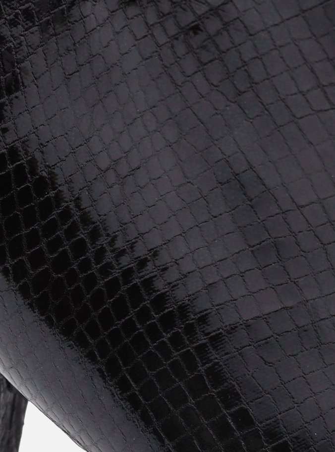 Bota Preta Snake Cano Médio Salto Fino