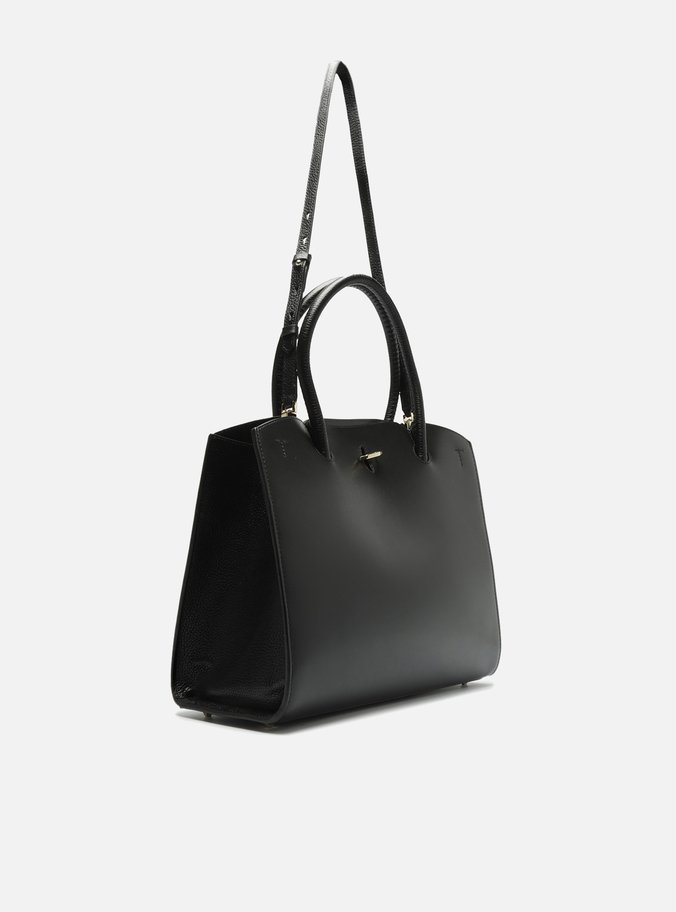 Bolsa Tote Preta Couro Grande Olie