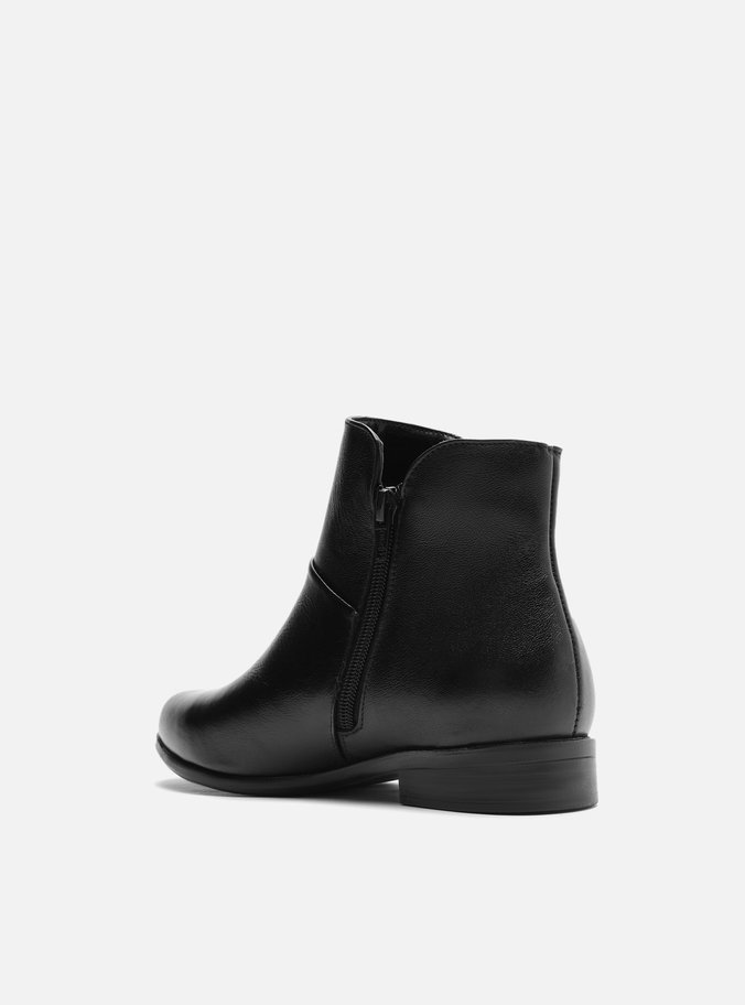 Bota Couro Cano Curto Preta Liso