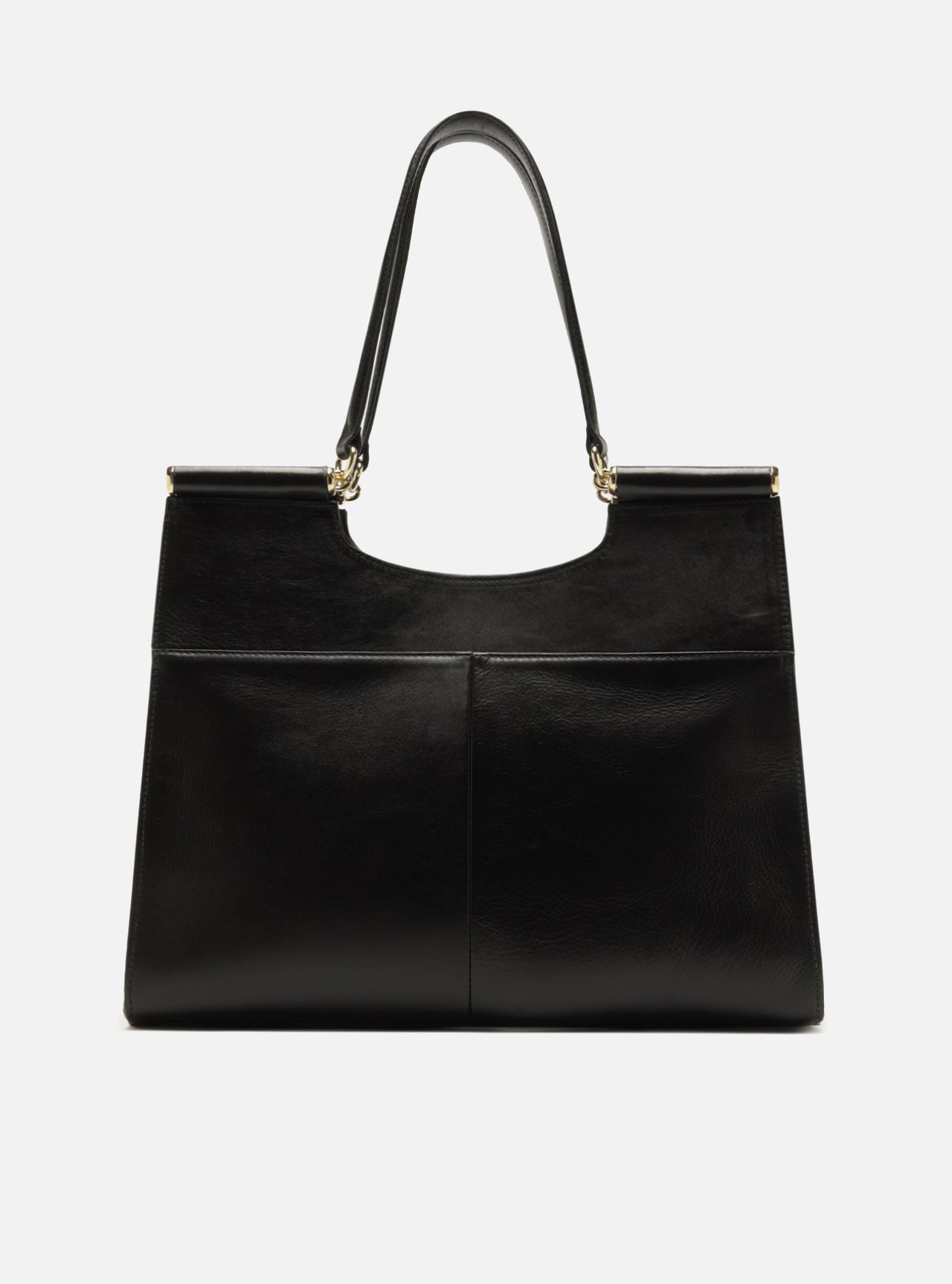 Bolsa Shopping Preta Couro Grande — foto 3