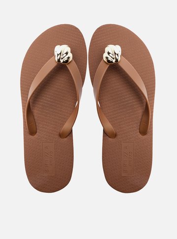 Chinelo de Dedo Marrom Easy Metal Textura