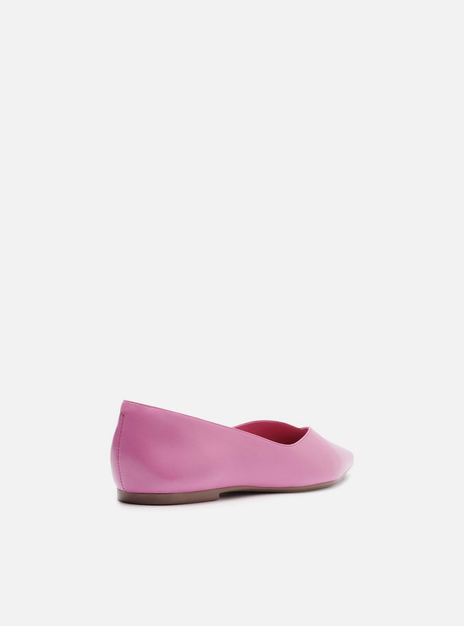 Sapatilha Rosa Couro Bico Fino Minimal