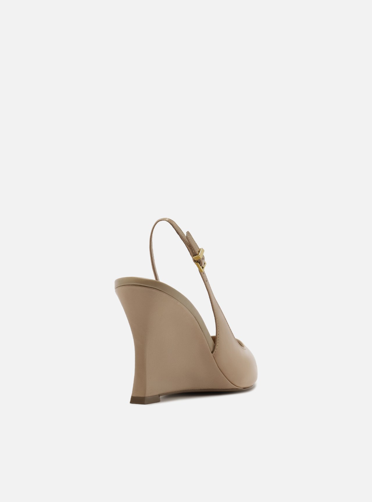 Scarpin Bege Rosado Couro Salto Alto Anabela Slingback — foto 3