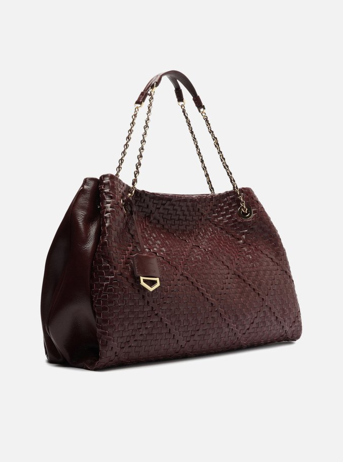 Bolsa Shopping Vinho Couro Tressê Cruzado Grande