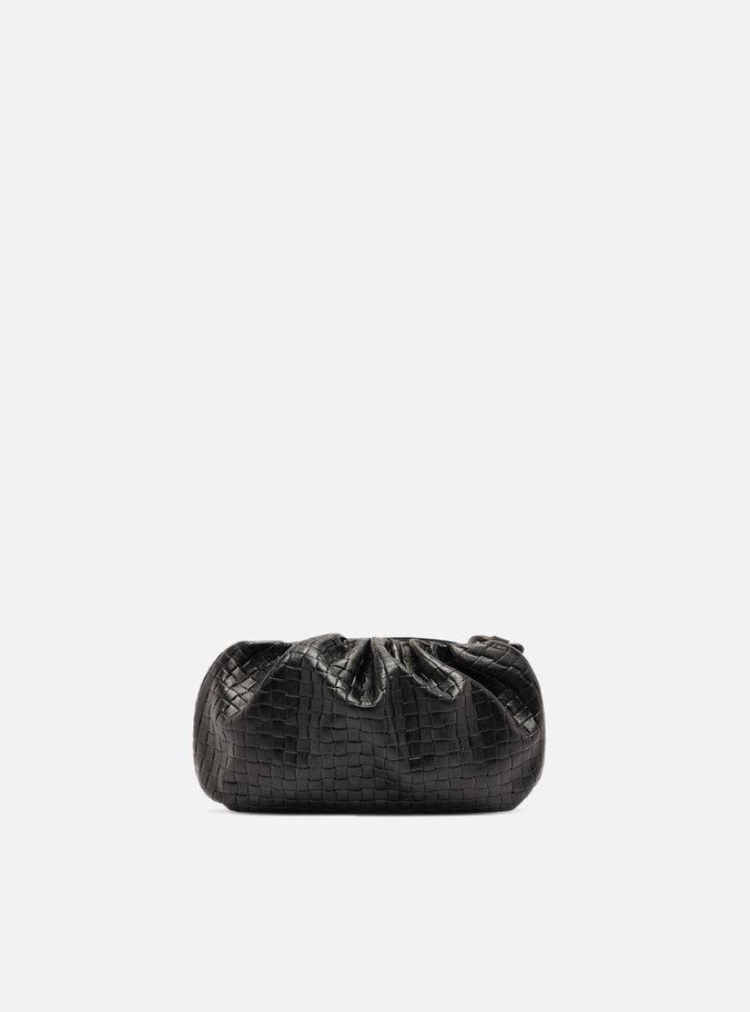 Bolsa Tiracolo Preta Couro Tressê Pequena