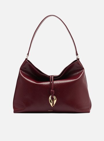 Bolsa Tiracolo Envernizada Bordô Grande