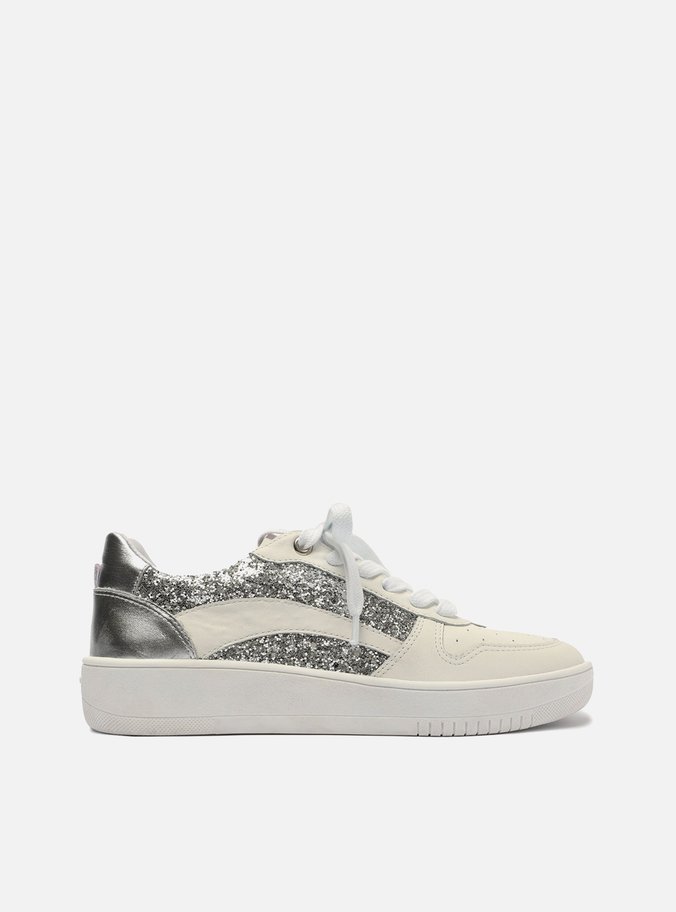 Tênis Branco Multimaterial Glitter Casual ZZ Mov