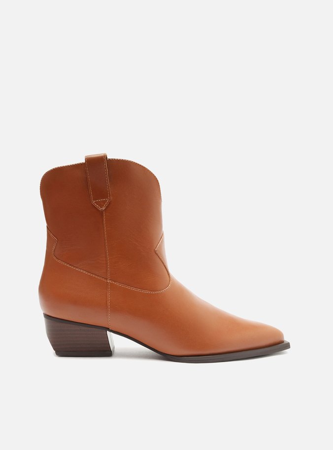 Bota Marrom Couro Cano Curto Básica Western