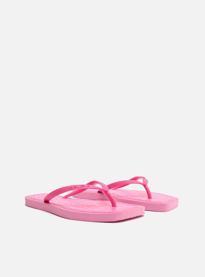 Chinelo de Dedo Rosa Square Palmilha Croco