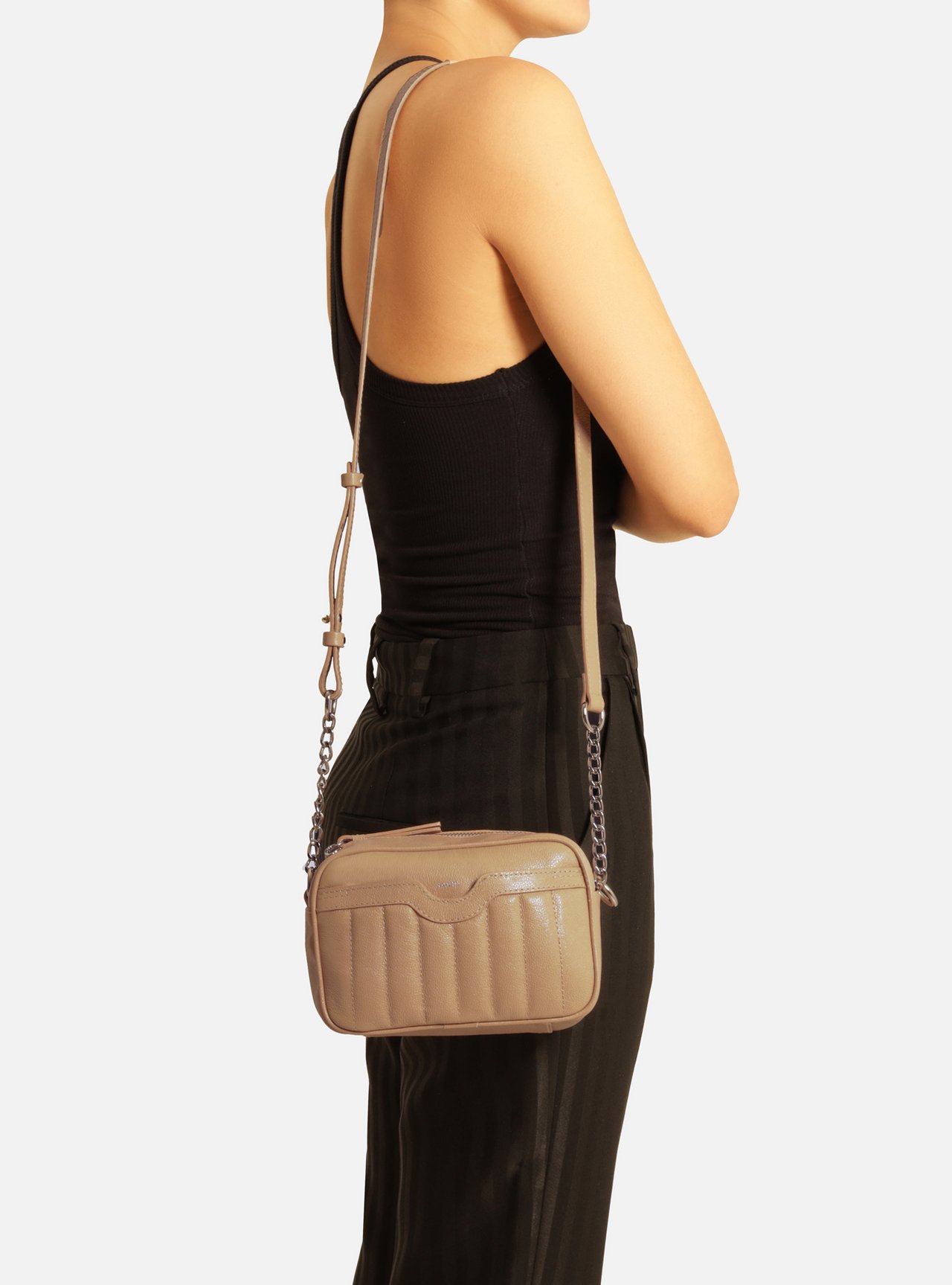 Bolsa Tiracolo Bege Couro Francine Pequena — foto 6