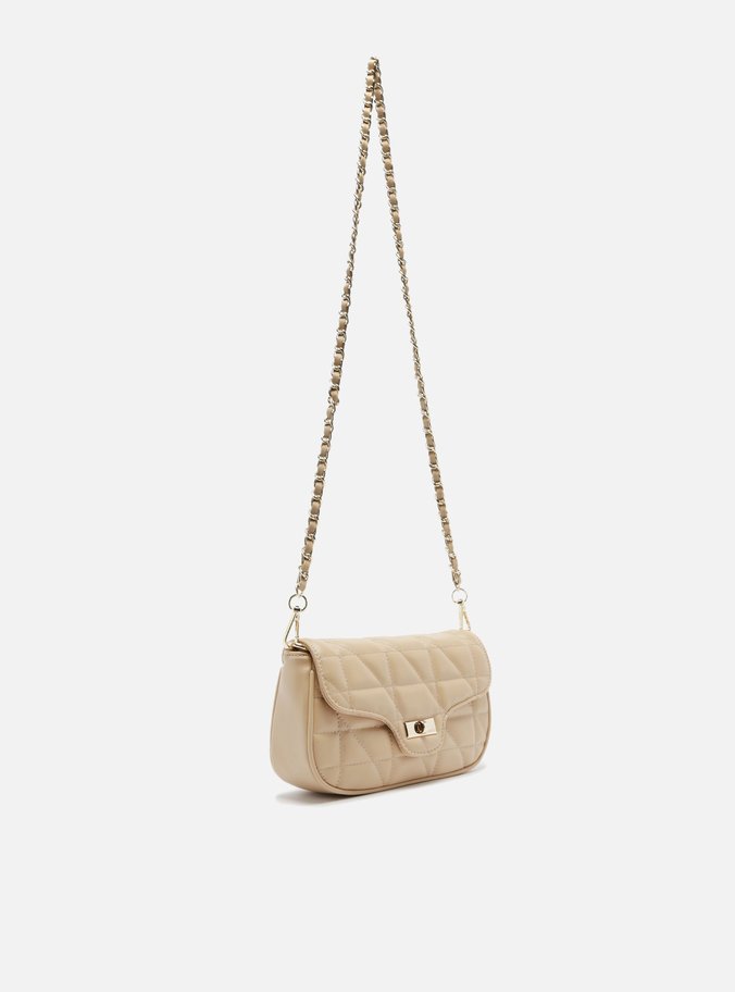 Bolsa Tiracolo Bege Matelassê Média