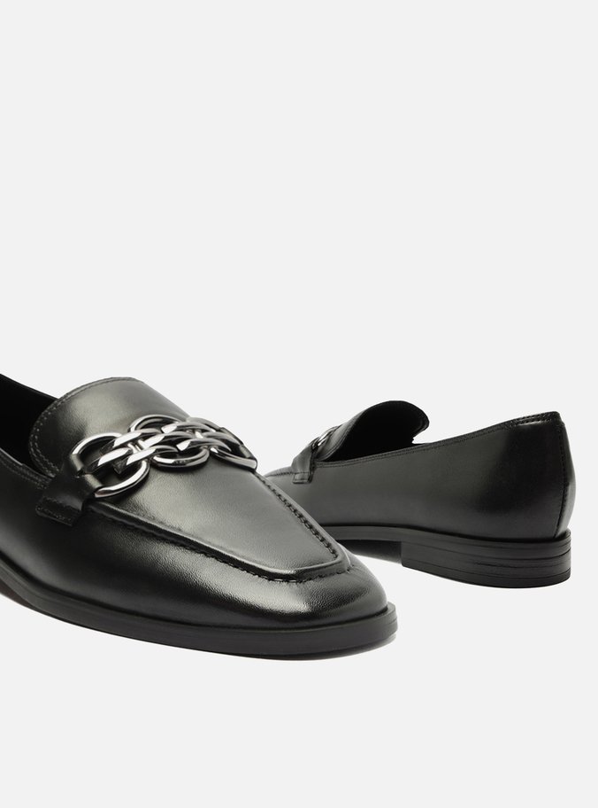 Mocassim Preto Couro Bridão Elos