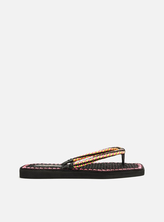 Chinelo de Dedo Preto Square Crochê Brizza